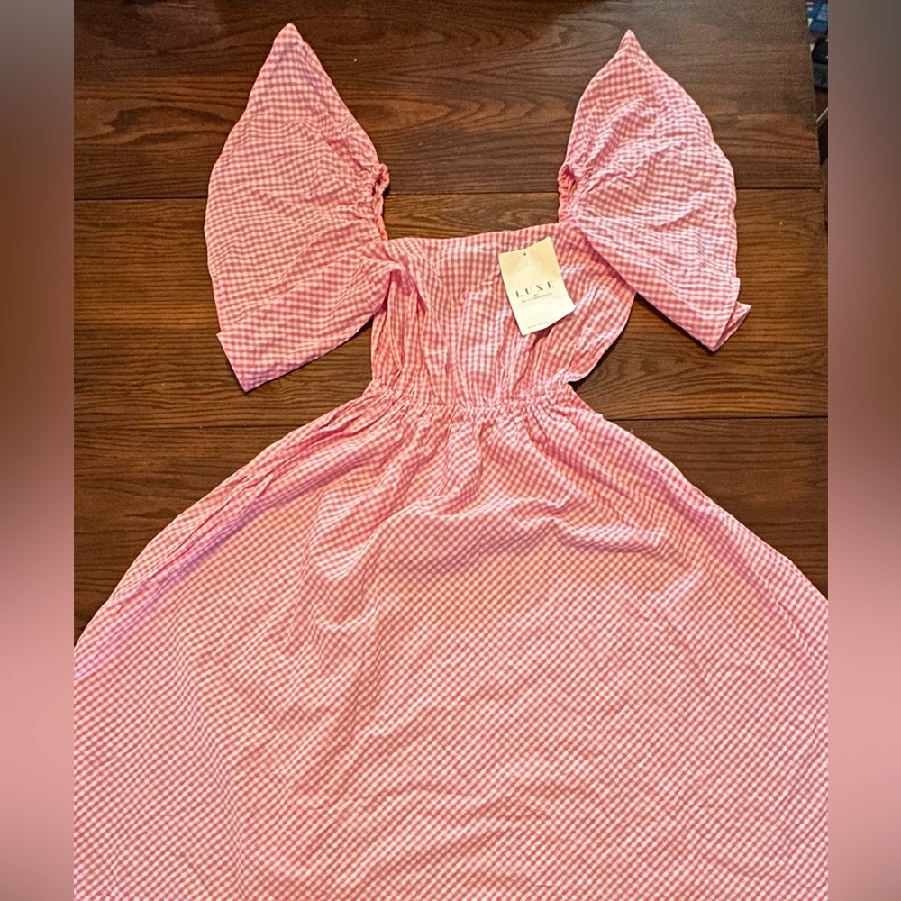 Luxe by StyleKeepers NWT pink gingham dress